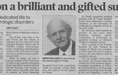 Newspaper Article 2013 – Bay son a brilliant and gifted surgeon (Hawke's Bay Today)