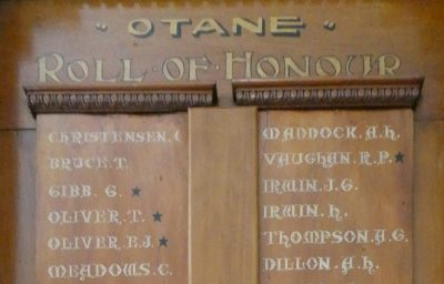 Otane Town Hall Honours Board