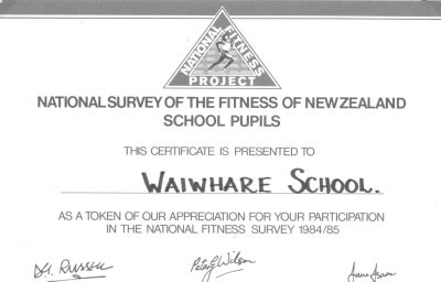 Waiwhare School 1984 Certificate